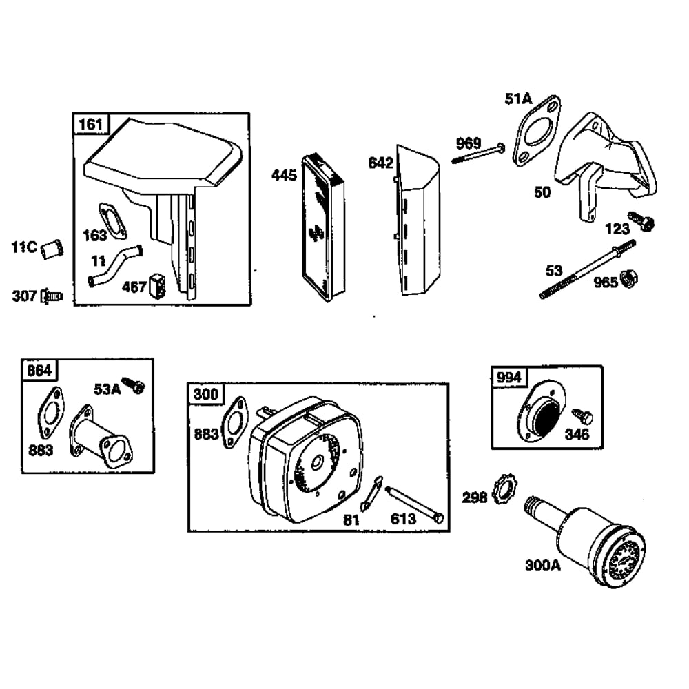 Muffler Assembly Diagram and Parts List for 19E400-19E499 1132 Briggs and Stratton Engine